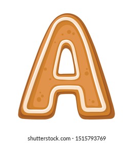 Cookies in the shape of the letter A. Vector illustration on a white background.