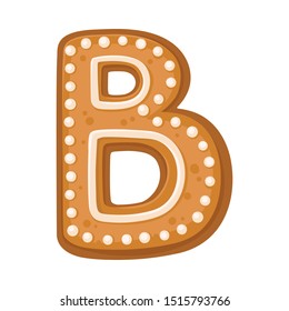 Cookies in the shape of the letter B. Vector illustration on a white background.