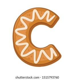 Cookies in the shape of the letter C. Vector illustration on a white background.