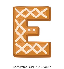 Cookies in the shape of the letter E. Vector illustration on a white background.