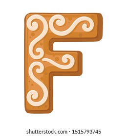 Cookies in the shape of the letter F. Vector illustration on a white background.