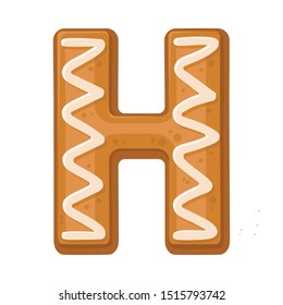 Cookies in the shape of the letter H. Vector illustration on a white background.