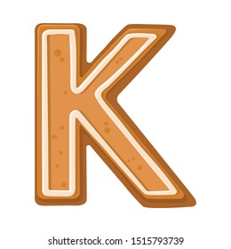 Cookies in the shape of the letter K. Vector illustration on a white background.