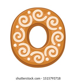 Cookies in the shape of the letter O. Vector illustration on a white background.