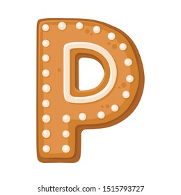 Cookies in the shape of the letter P. Vector illustration on a white background.