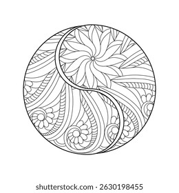 Cookies Forma Arte Simples Mandala Colorir Página do Livro. Fácil Mandala colorir páginas do livro para adultos para relaxar, experiências dar alívio. Arquivo De Vetor Redimensionável.