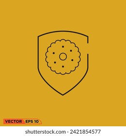Cookies shield icon design vector graphic of template, sign and symbol