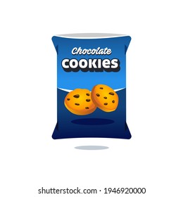 Cookies Snack-Beutel Kunststoffverpackung Design Illustration Symbol für Lebensmittel und Getränke-Geschäft, Imbiss Branding Element Logo Vektorgrafik. 