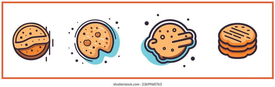 galletas bocadillo colorido plano mínimo estilo de logotipo de vector colección de silueta