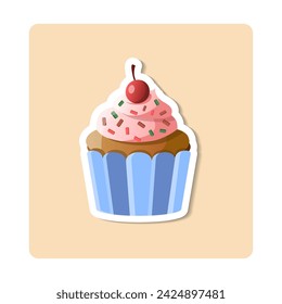 Cookies sticker illustration. Stand, lid, transparent, bakery. Editable vector graphic design.