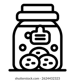 Cookies stored in a jar with a label, maintaining their freshness and quality for enjoyment