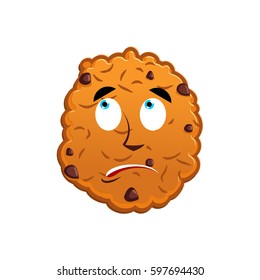 Cookies surprised Emoji. biscuit emotion astonished. Food Isolated
