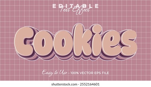 Cookies text effect, simple and trendy bold graphic style, editable text