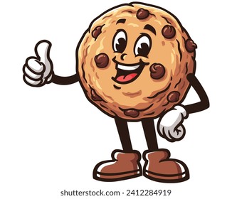 Cookies with thumbs up cartoon mascot illustration character vector clip art hand drawn