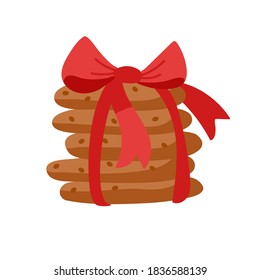 Cookies tied with a red ribbon.
Vector illustration in cartoon style. Isolated on white