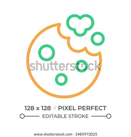 Cookies two color line icon. Round biscuit. Baked snack. Bakery menu. Sweet treat. Pastry shop. bicolor outline symbol. Duotone linear pictogram. Isolated illustration. Editable stroke