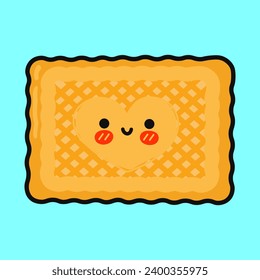 Galletas. Caricatura dibujada a mano del vector icono de ilustración del personaje kawaii. Aislado sobre fondo azul. Concepto de carácter de cookies