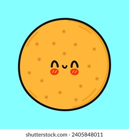 Cookies. Vector hand drawn cartoon kawaii character illustration icon. Isolated on blue background. Cookies character concept