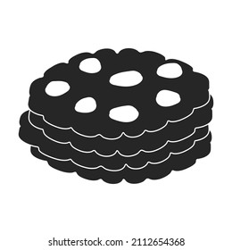 Cookies, Vektorsymbol.Schwarz, Vektorsymbol einzeln auf weißem Hintergrund.