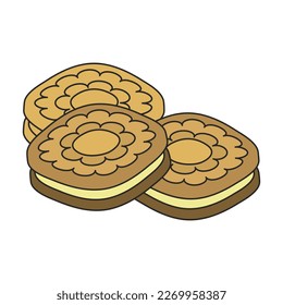 Cookies vector icon.Color vector icon isolated on white background cookies.