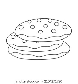 Icono vectorial de cookies.Icono vector de contorno aislado en cookies de fondo blanco.