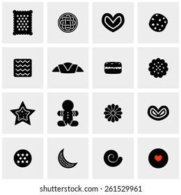Cookies vector icons set on gray 
