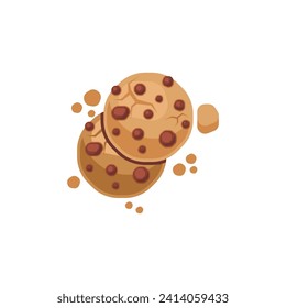 Cookies vector illustration, chocolate chip cookies flat icon
