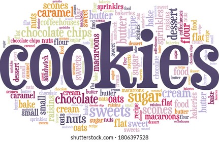 Cookies vector illustration word cloud isolated on a white background.