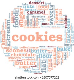 Cookies vector illustration word cloud isolated on a white background.