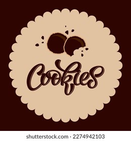 Cookies vector lettering illustration on tasty background