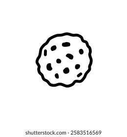 Cookies with vector line art. Minimalist simple outline, food icon. Hand drawn cake illustration