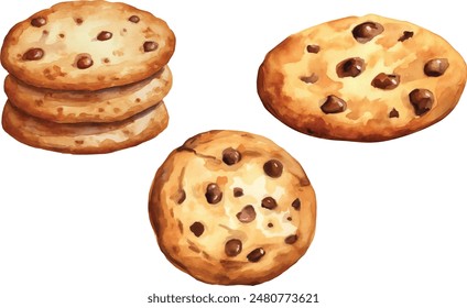 Cookies Watercolor illustration. Hand drawn underwater element design. Artistic vector marine design element. Illustration for greeting cards, printing and other design projects.