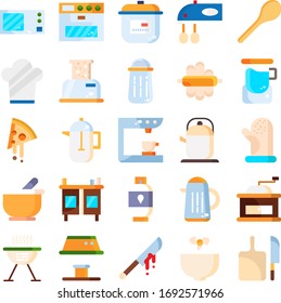 Cooking 25 Set Flat Color Icon Pack