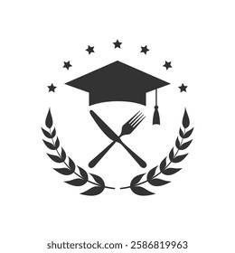 Cooking academy graphic sign. Cooking school symbol isolated on white background. Vector illustration