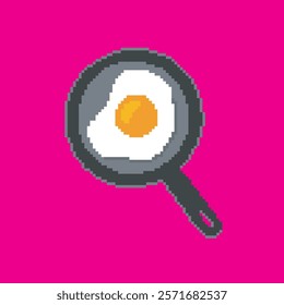 cooking air egg pixel art, vector illustration on isolated background.
