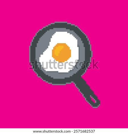 cooking air egg pixel art, vector illustration on isolated background.
