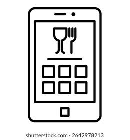 Cooking app icon outline set sign