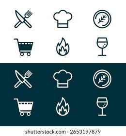 cooking app icon set vector design