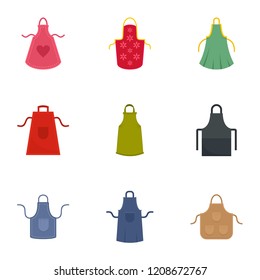 Cooking apron icon set. Flat set of 9 cooking apron vector icons for web design
