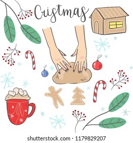 Cooking attributes. Christmas Atmosphere. Gingerbread house.