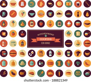 Cooking  Backing flat icons, Kitchenware vector elements