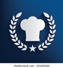 Cooking badge on blue background,clean vector