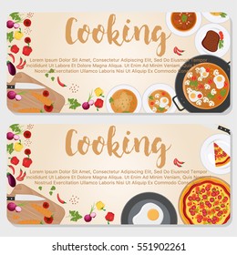 Cooking banner design template. Flayer design collection. Vector illustration banner set