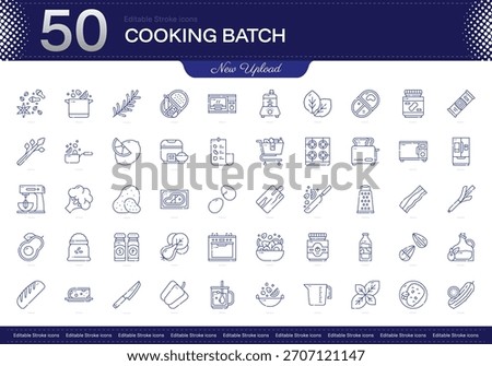 Cooking Batch stroke icon. Cooking Batch line icon set. editable stroke icon pack. Line, Thin, Linear Style Icon Bundle. Fully Customizable