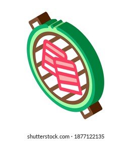 vectores de icono de tocino de barbacoa de cocina. signo de tocino de barbacoa de cocina isométrica. ilustración de símbolo aislado de color