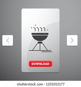 Cooking bbq, camping, food, grill Glyph Icon in Carousal Pagination Slider Design & Red Download Button