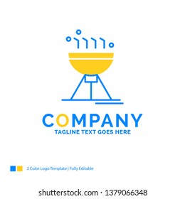 Cooking bbq, camping, food, grill Blue Yellow Business Logo template. Creative Design Template Place for Tagline.