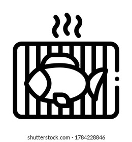 cooking bbq fish icon vector. cooking bbq fish sign. isolated contour symbol illustration