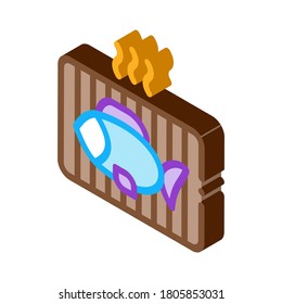 cooking bbq fish icon vector. isometric cooking bbq fish sign. color isolated symbol illustration