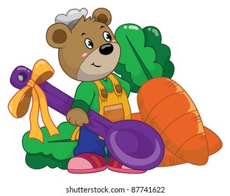 Cooking Bear is cartoon Vector (Illustration Technique) and cartoon clip-art